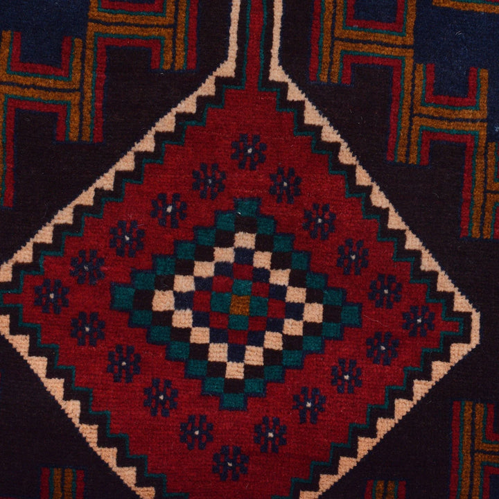 Afghan Baluchi Rug 3' 10" x 6' 3" Hand-Knotted | No. AL57335
