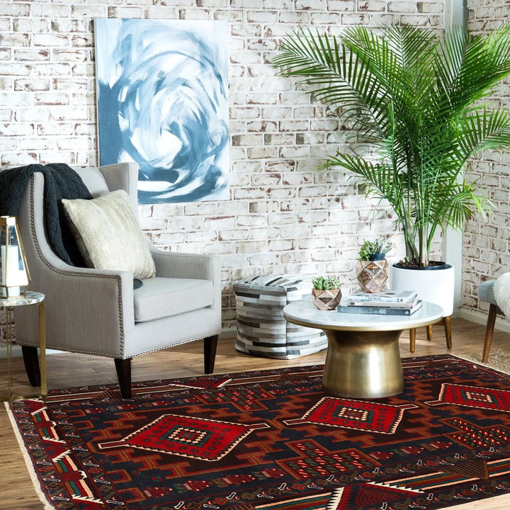 Afghan Baluchi Rug 3' 10" x 6' 3" Hand-Knotted | No. AL57335