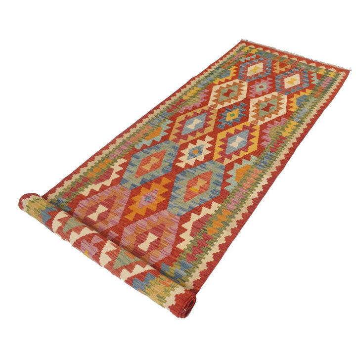 Afghan Kilim Rug 3' 1" x 9' 8" Flat-Weave | No. AL57340