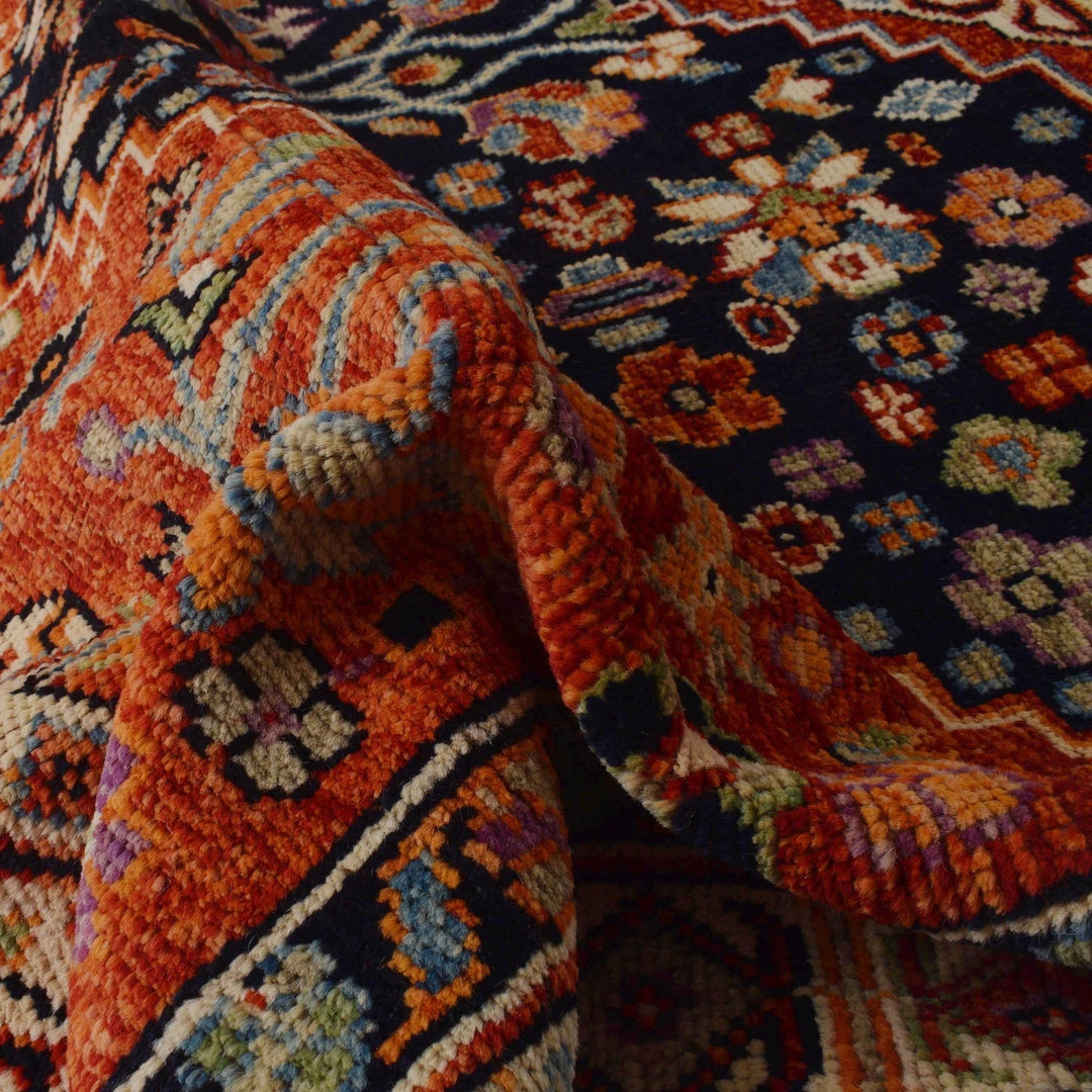 Red Afghan Shirazi Rug 6' 8" x 9' 8" Hand-Knotted | No. AL57343