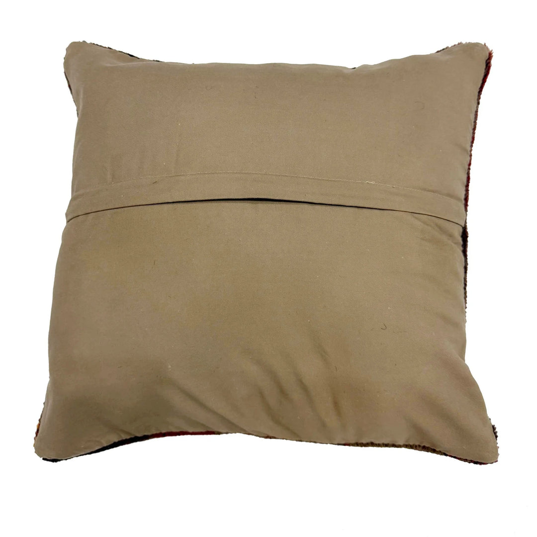 Brown Afghan Oriental Pillow Cover 1' 4" x 1' 4" Hand-Knotted | No. AL573630