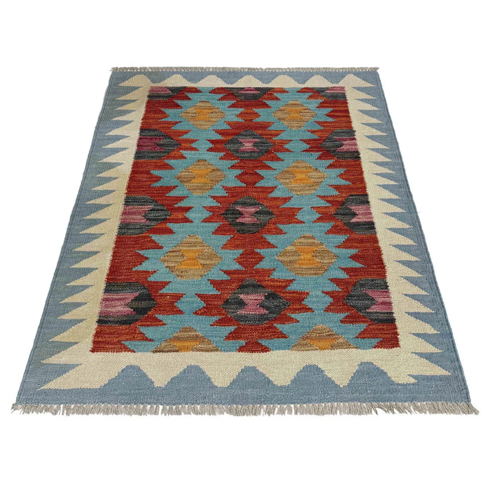 Afghan Vegetable Kilim Rug 2' 10" x 3' 9" Flat-Weave | No. AL574240