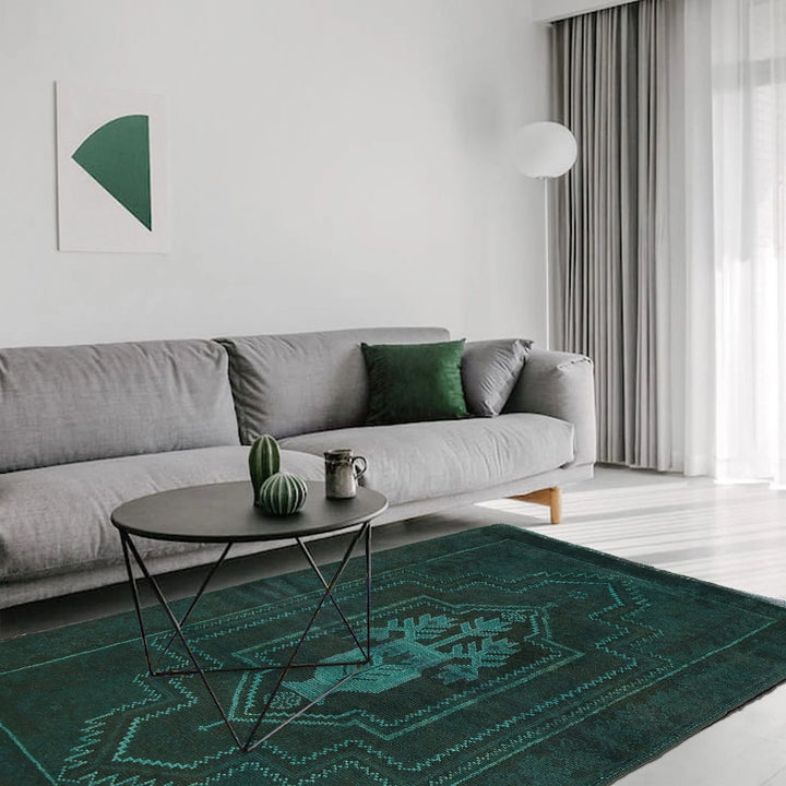 Green Pakistani Overdye Rug 2' 9" x 4' 4" Hand-Knotted | No. AL57436