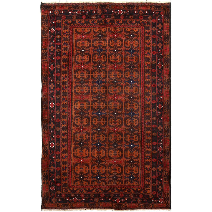 Afghan Baluchi Rug 3' 11" x 6' 2" Hand-Knotted | No. AL57444