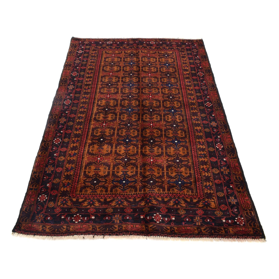 Afghan Baluchi Rug 3' 11" x 6' 2" Hand-Knotted | No. AL57444