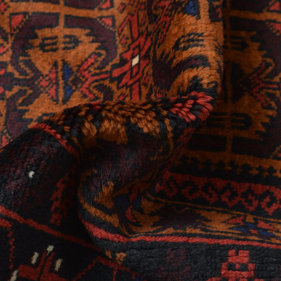 Afghan Baluchi Rug 3' 11" x 6' 2" Hand-Knotted | No. AL57444