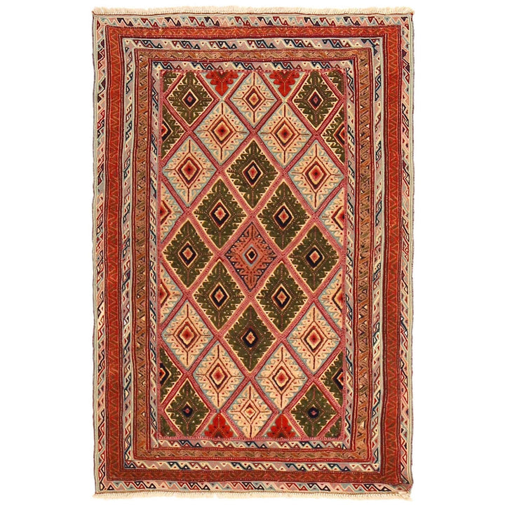 Afghan Nakhunak Kilim Rug 3' 0" x 4' 5" Flat-Weave | No. AL57470