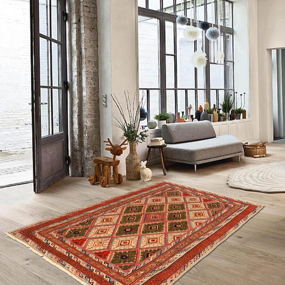 Afghan Nakhunak Kilim Rug 3' 0" x 4' 5" Flat-Weave | No. AL57470