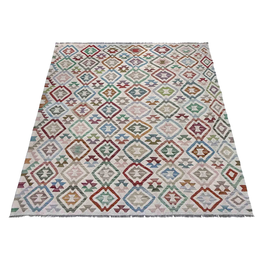 Afghan Vegetable Kilim Rug 6' 0" x 8' 7" Flat-Weave | No. AL574978