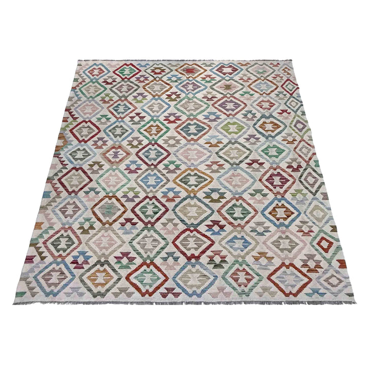 Afghan Vegetable Kilim Rug 6' 0" x 8' 7" Flat-Weave | No. AL574978