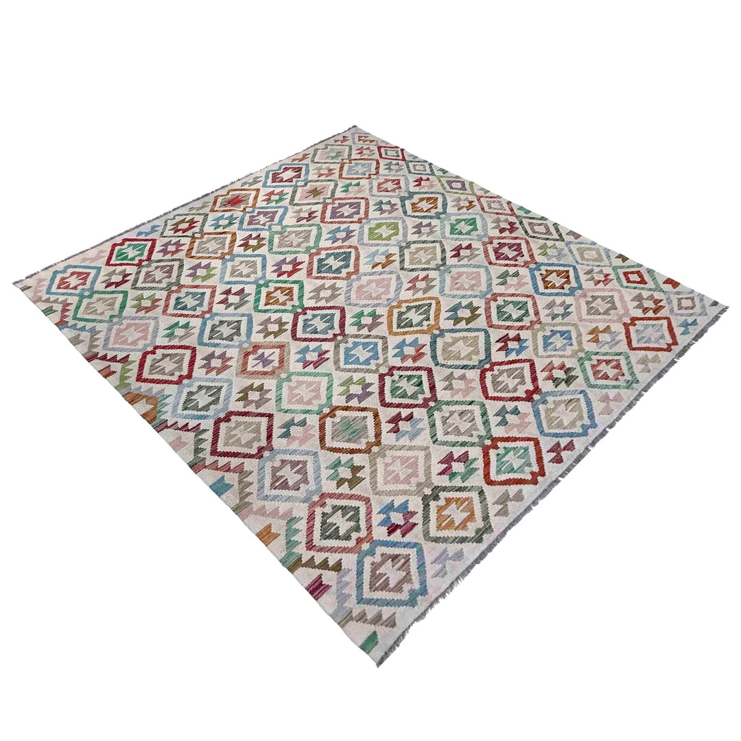 Afghan Vegetable Kilim Rug 6' 0" x 8' 7" Flat-Weave | No. AL574978