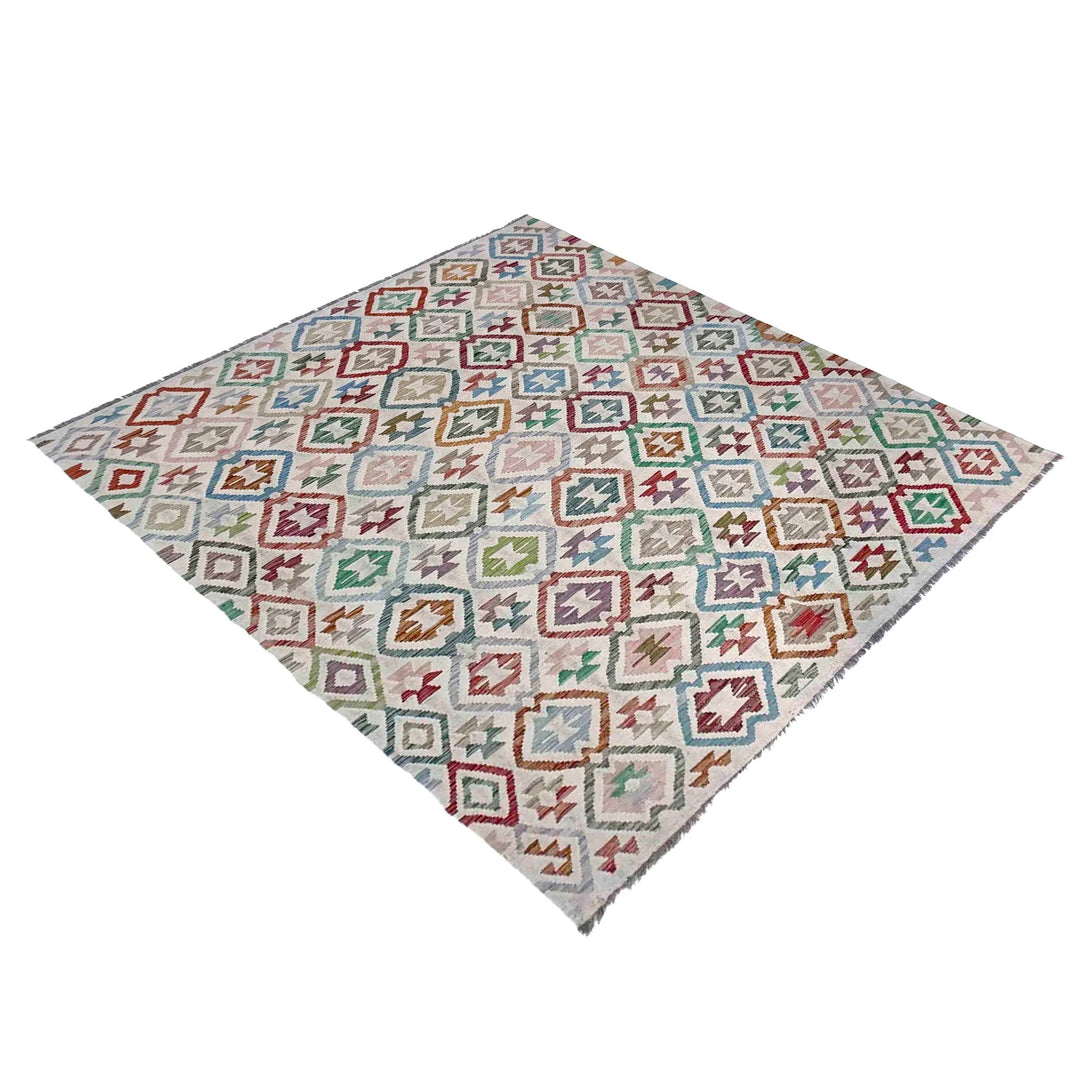 Afghan Vegetable Kilim Rug 6' 0" x 8' 7" Flat-Weave | No. AL574978