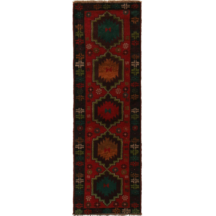 Red Afghan Baluchi Rug 2' 0" x 6' 7" Hand-Knotted | No. AL57560