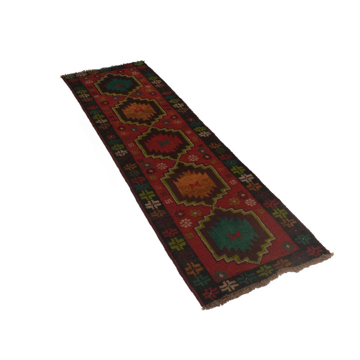 Red Afghan Baluchi Rug 2' 0" x 6' 7" Hand-Knotted | No. AL57560