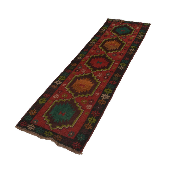 Red Afghan Baluchi Rug 2' 0" x 6' 7" Hand-Knotted | No. AL57560