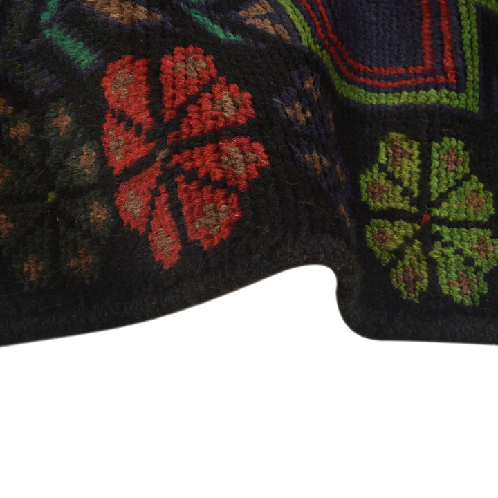 Black Afghan Baluchi Rug 4' 1" x 6' 4" Hand-Knotted | No. AL57562