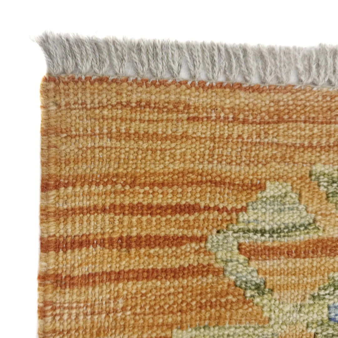 Afghan Vegetable Kilim Rug 2' 7" x 3' 11" Flat-Weave | No. AL575644