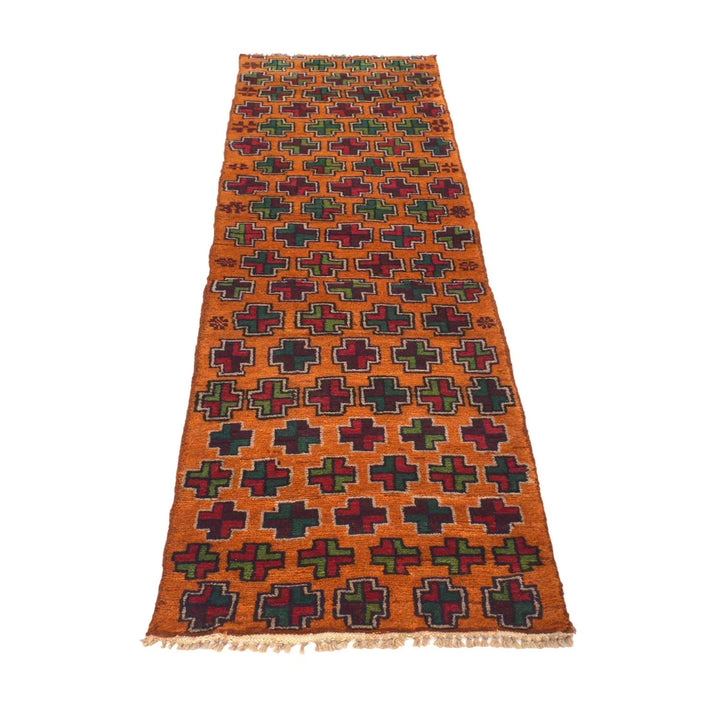 Orange Afghan Baluchi Rug 2' 4" x 7' 9" Hand-Knotted | No. AL57570
