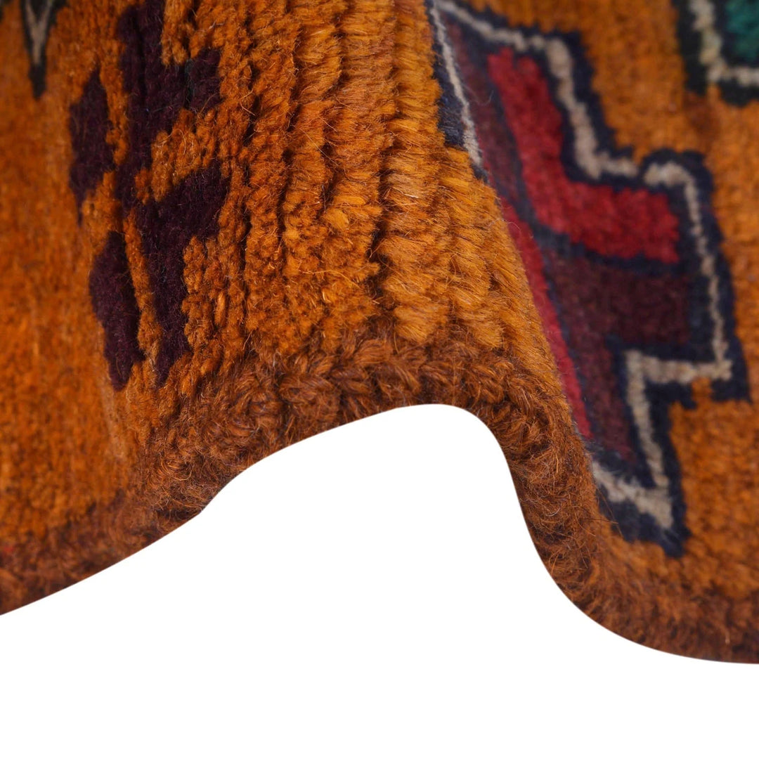 Orange Afghan Baluchi Rug 2' 4" x 7' 9" Hand-Knotted | No. AL57570