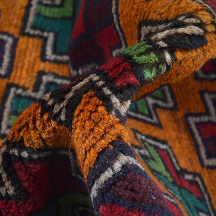 Orange Afghan Baluchi Rug 2' 4" x 7' 9" Hand-Knotted | No. AL57570