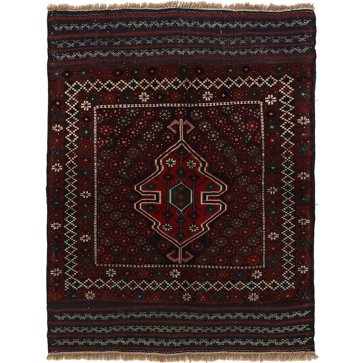 Afghan Baluchi Rug 3' 1" x 4' 0" Hand-Knotted | No. AL57571