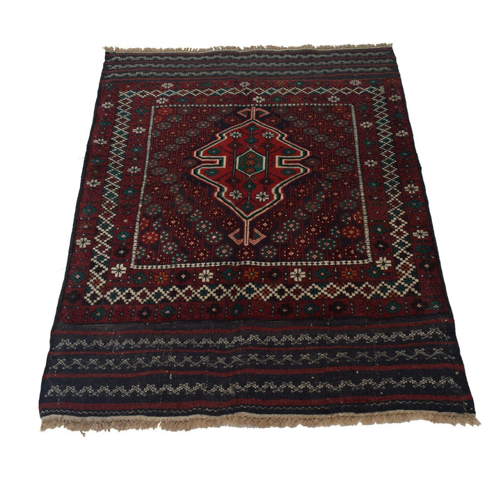Afghan Baluchi Rug 3' 1" x 4' 0" Hand-Knotted | No. AL57571