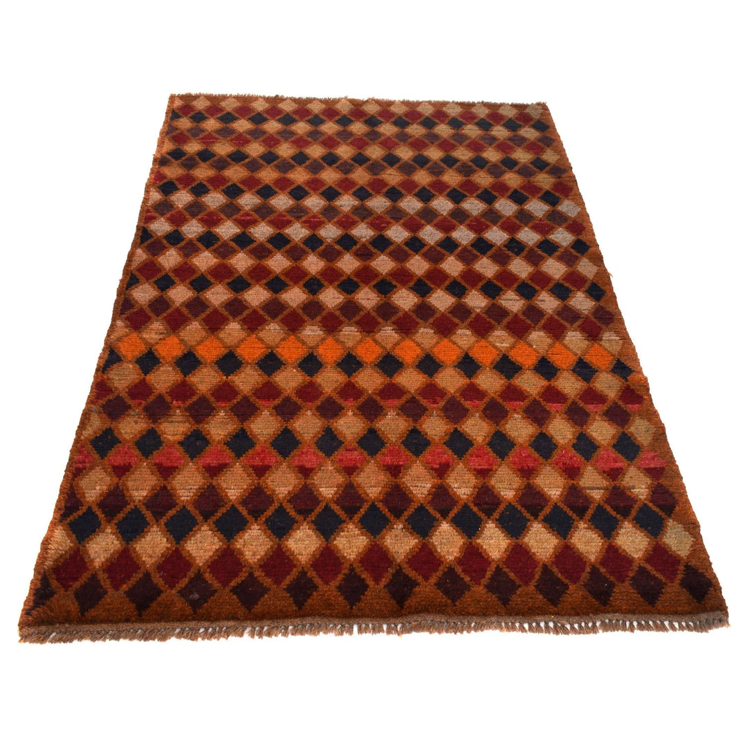Orange Afghan Baluchi Rug 3' 9" x 6' 2" Hand-Knotted | No. AL57585