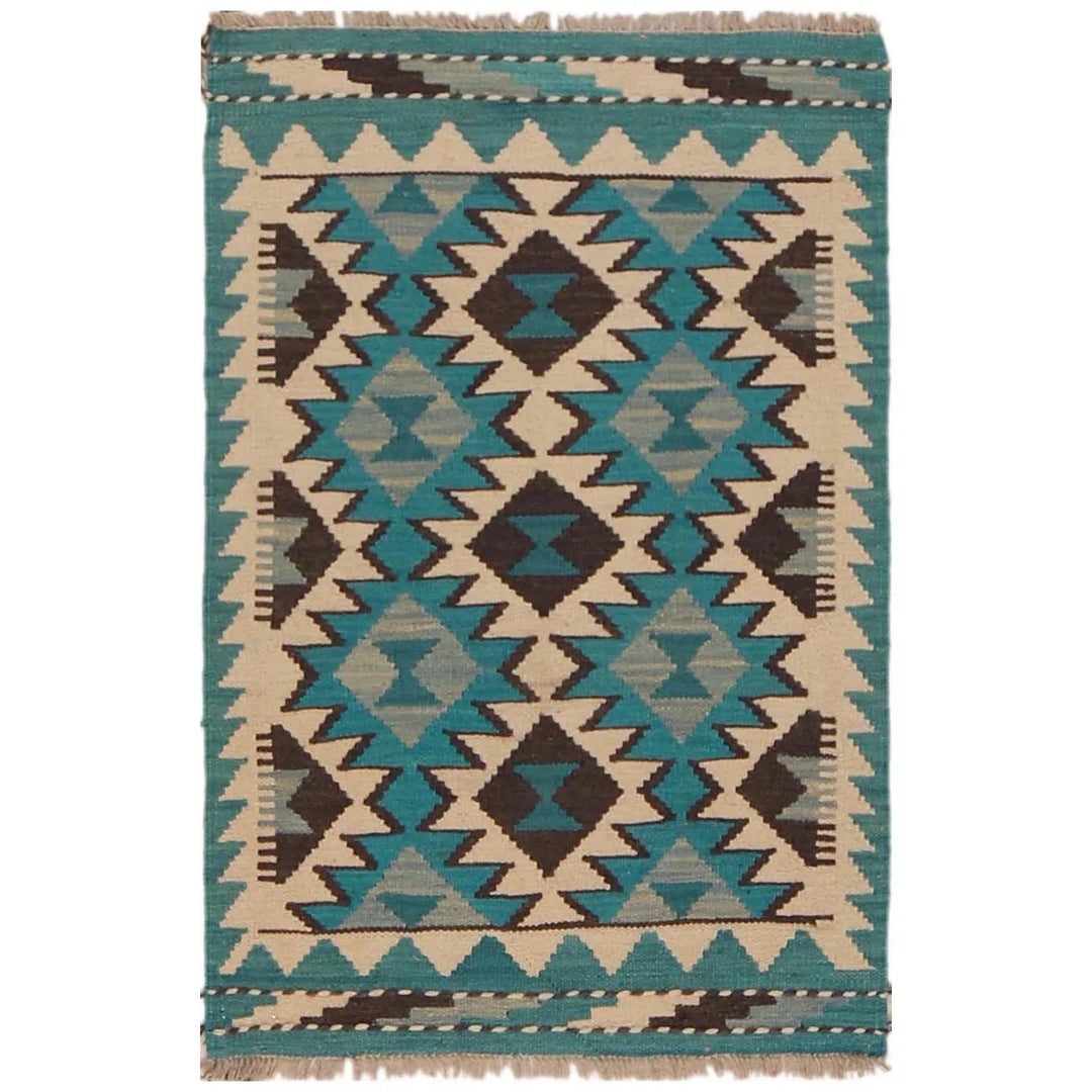 Afghan Vegetable Kilim Rug 2' 0" x 3' 1" Flat-Weave | No. AL57677