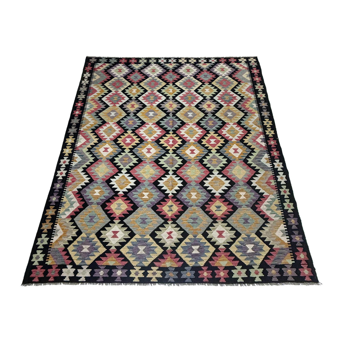 Afghan Vegetable Kilim Rug 6' 9" x 9' 11" Flat-Weave | No. AL576880