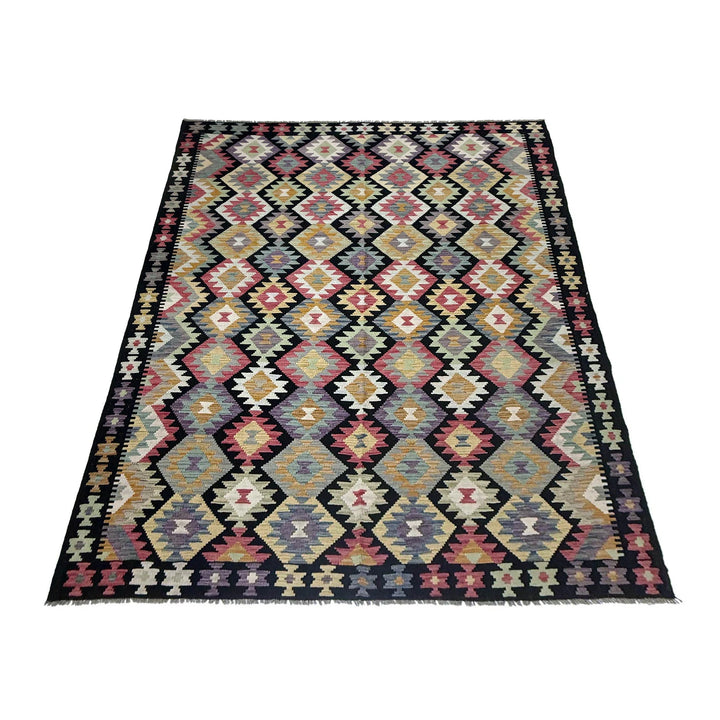 Afghan Vegetable Kilim Rug 6' 9" x 9' 11" Flat-Weave | No. AL576880