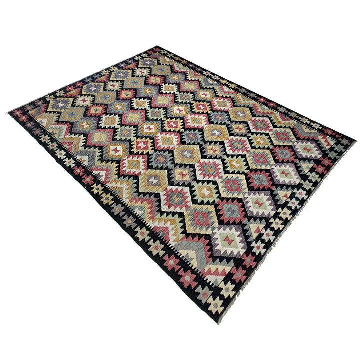 Afghan Vegetable Kilim Rug 6' 9" x 9' 11" Flat-Weave | No. AL576880