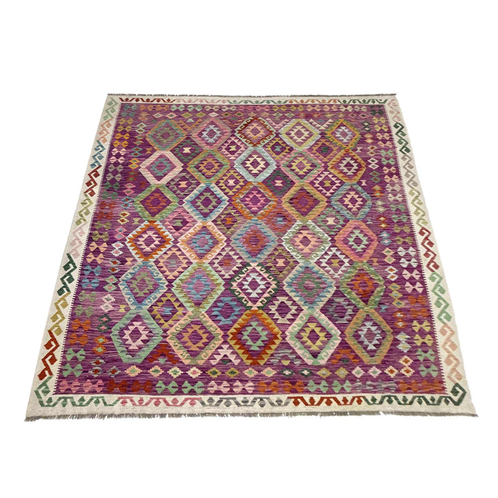Afghan Vegetable Kilim Rug 8' 9" x 10' 2" Flat-Weave | No. AL577261