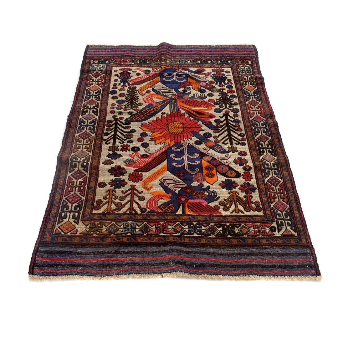 Beige Afghan Barjista Kilim Rug 3' 10" x 6' 1" Flat-Weave | No. AL57733