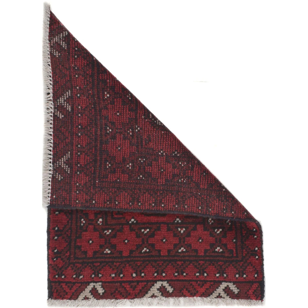 Red Afghan Oriental Rug 1' 7" x 2' 2" Hand-Knotted | No. AL57775