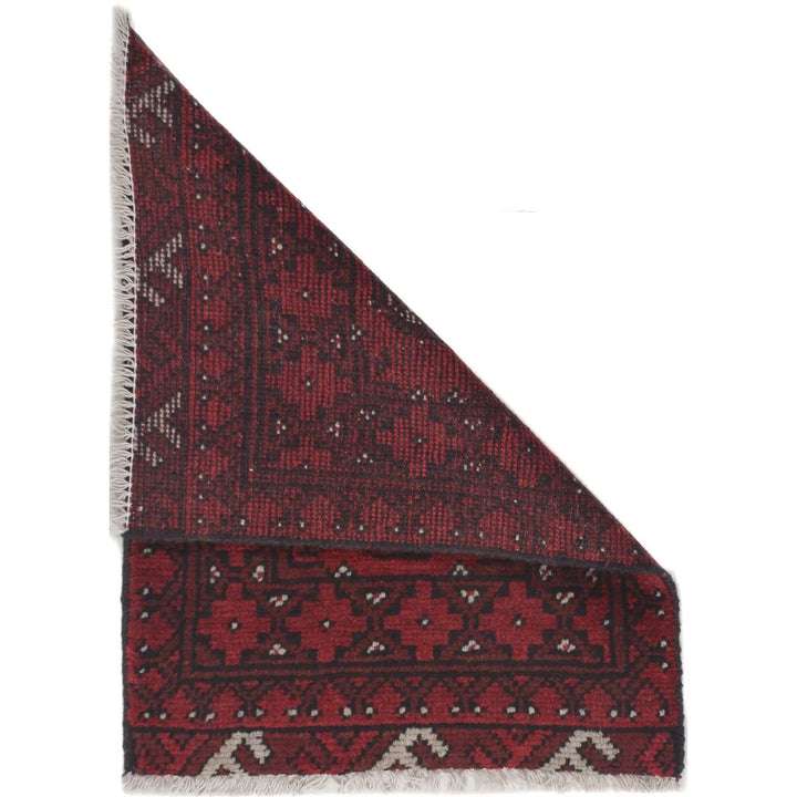 Red Afghan Oriental Rug 1' 7" x 2' 2" Hand-Knotted | No. AL57775
