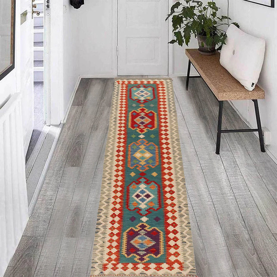 Afghan Chobi Kilim Rug 2' 8" x 9' 10" Flat-Weave | No. AL57828