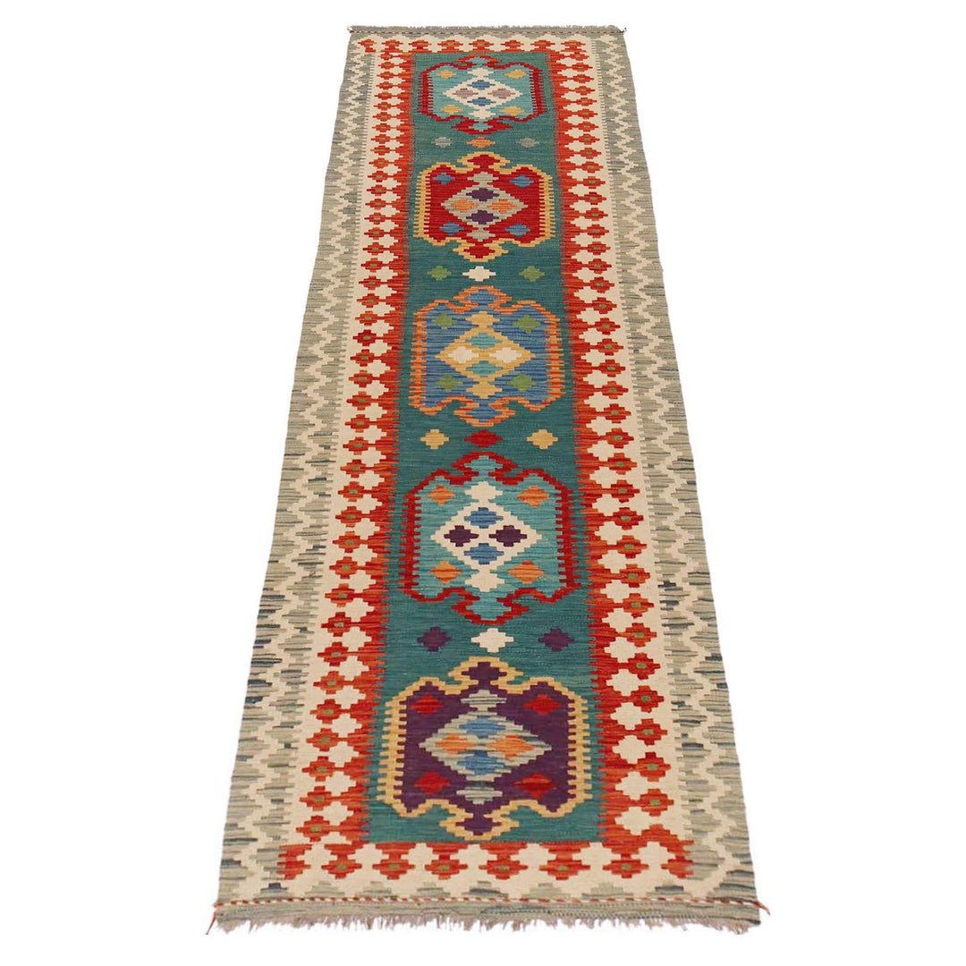 Afghan Chobi Kilim Rug 2' 8" x 9' 10" Flat-Weave | No. AL57828