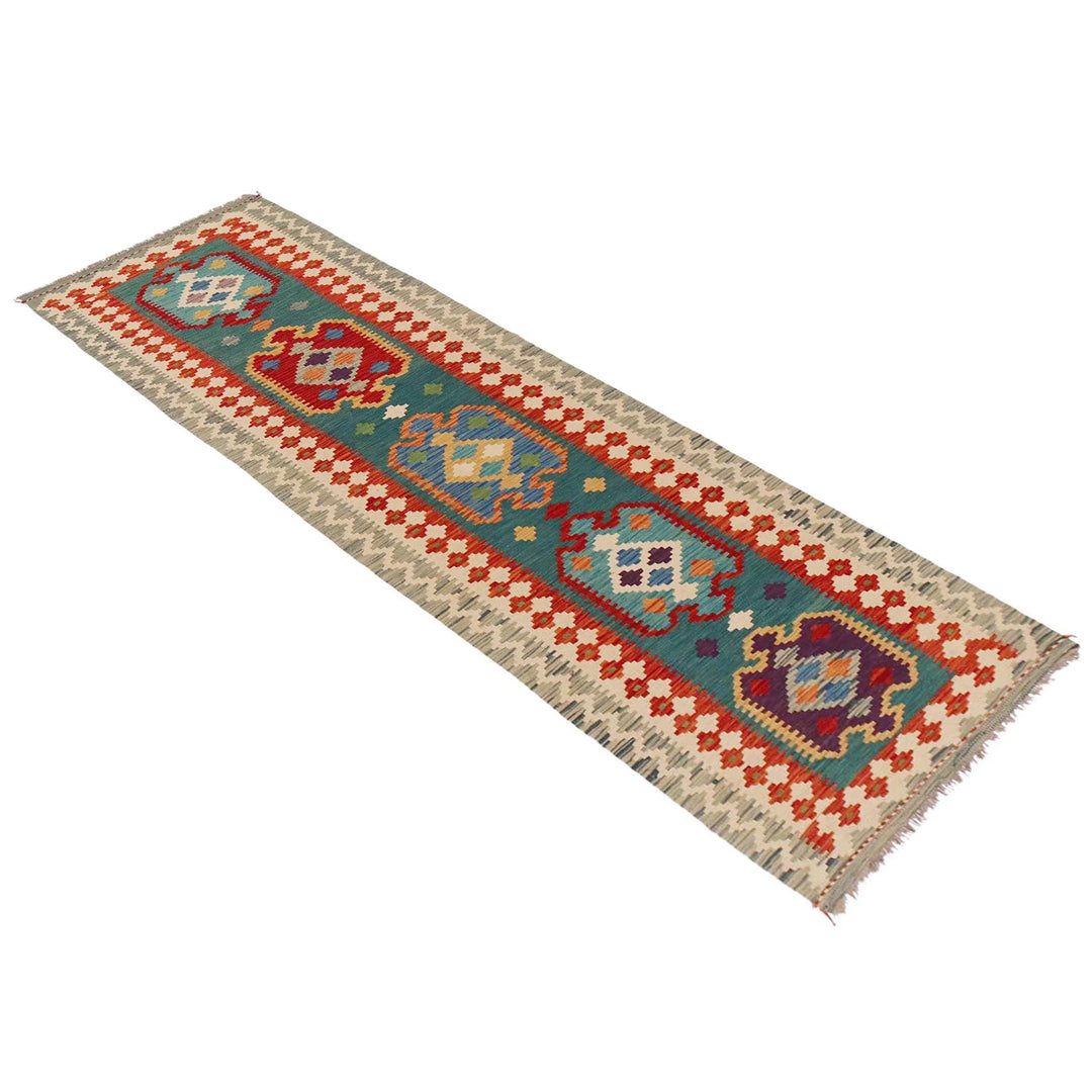 Afghan Chobi Kilim Rug 2' 8" x 9' 10" Flat-Weave | No. AL57828