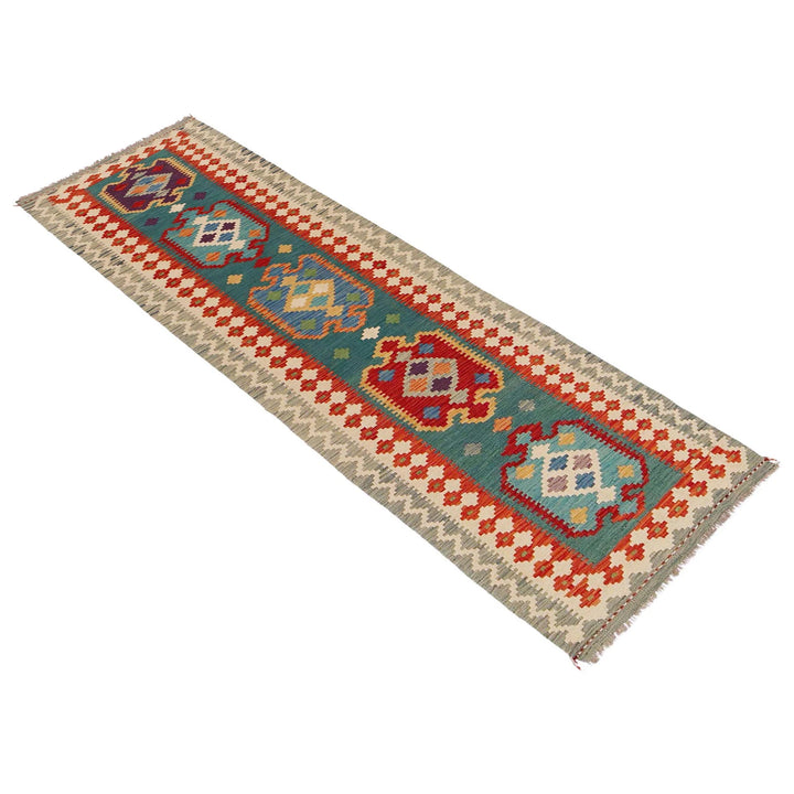 Afghan Chobi Kilim Rug 2' 8" x 9' 10" Flat-Weave | No. AL57828