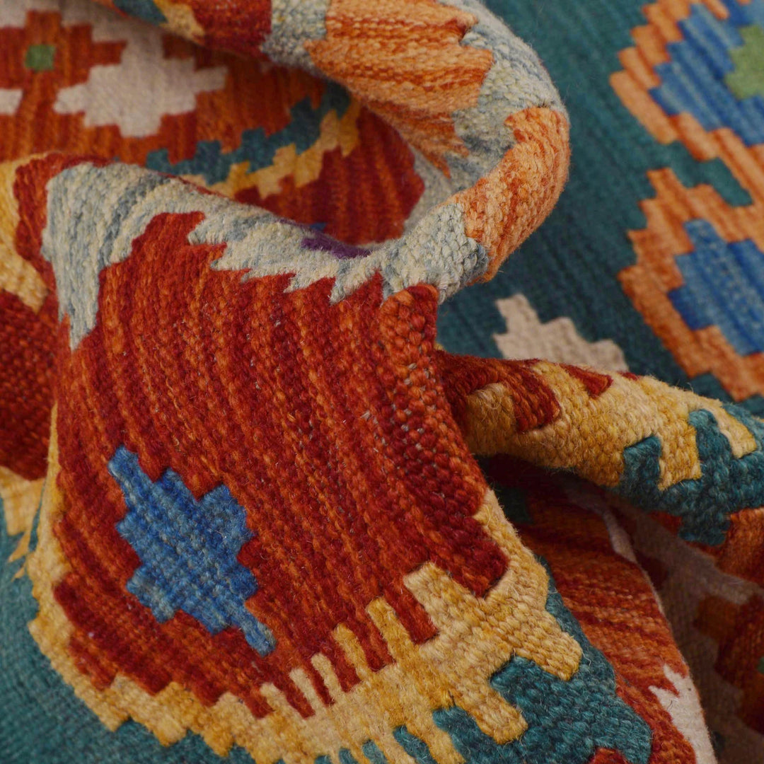 Afghan Chobi Kilim Rug 2' 8" x 9' 10" Flat-Weave | No. AL57828