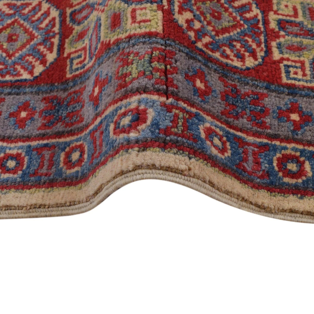 Ivory Afghan Kazak Rug 4' 10" x 6' 5" Hand-Knotted | No. AL57841