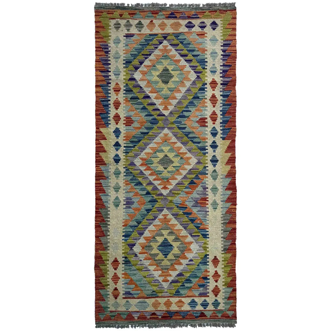 Afghan Vegetable Kilim Rug 2' 6" x 6' 8" Flat-Weave | No. AL57860