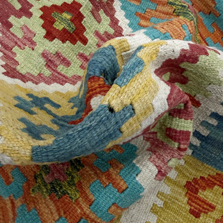 Afghan Vegetable Kilim Rug 3' 3" x 4' 9" Flat-Weave | No. AL578903