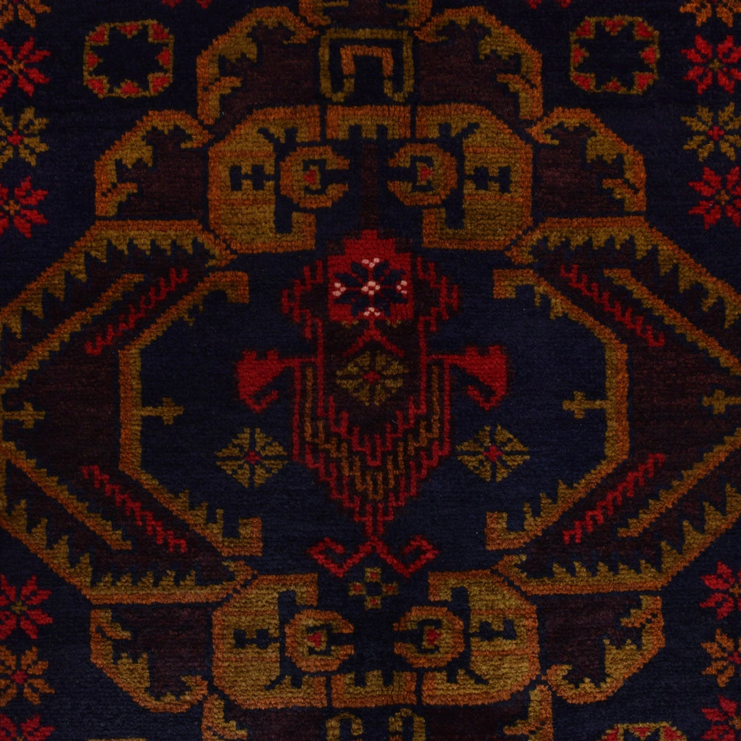 Blue Afghan Baluchi Rug 4' 0" x 6' 9" Hand-Knotted | No. AL57918