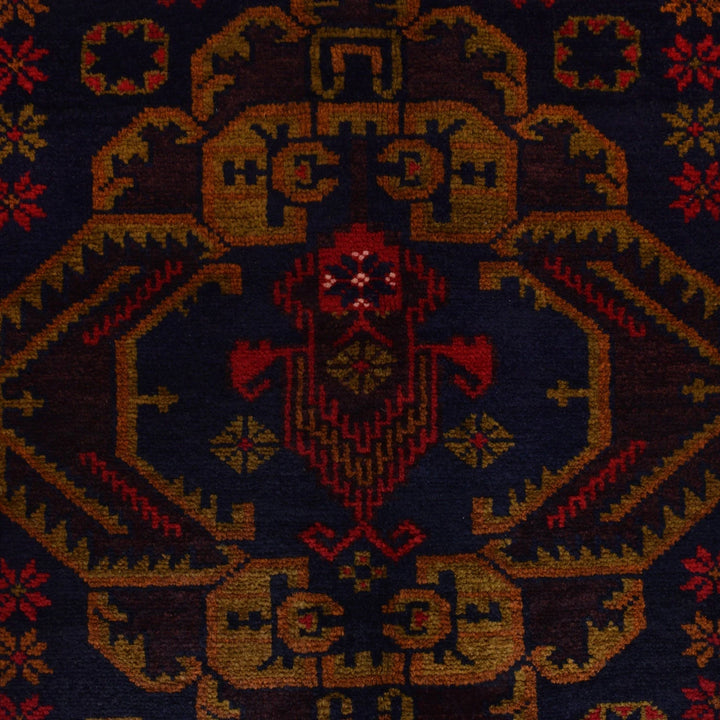 Blue Afghan Baluchi Rug 4' 0" x 6' 9" Hand-Knotted | No. AL57918