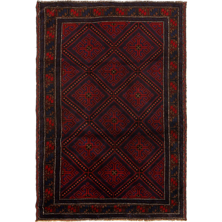 Afghan Baluchi Rug 4' 2" x 6' 4" Hand-Knotted | No. AL57952