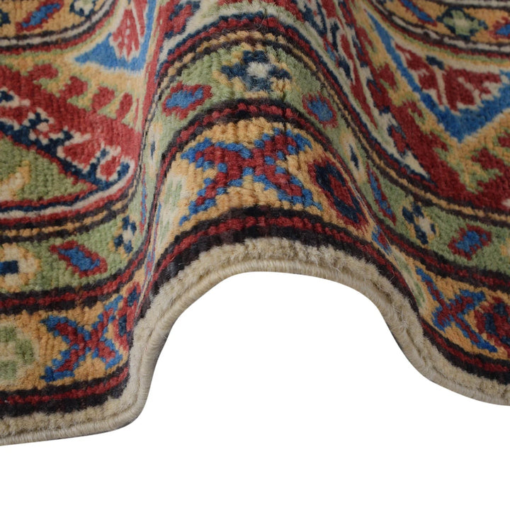 Ivory Afghan Kazak Rug 4' 11" x 7' 1" Hand-Knotted | No. AL57972