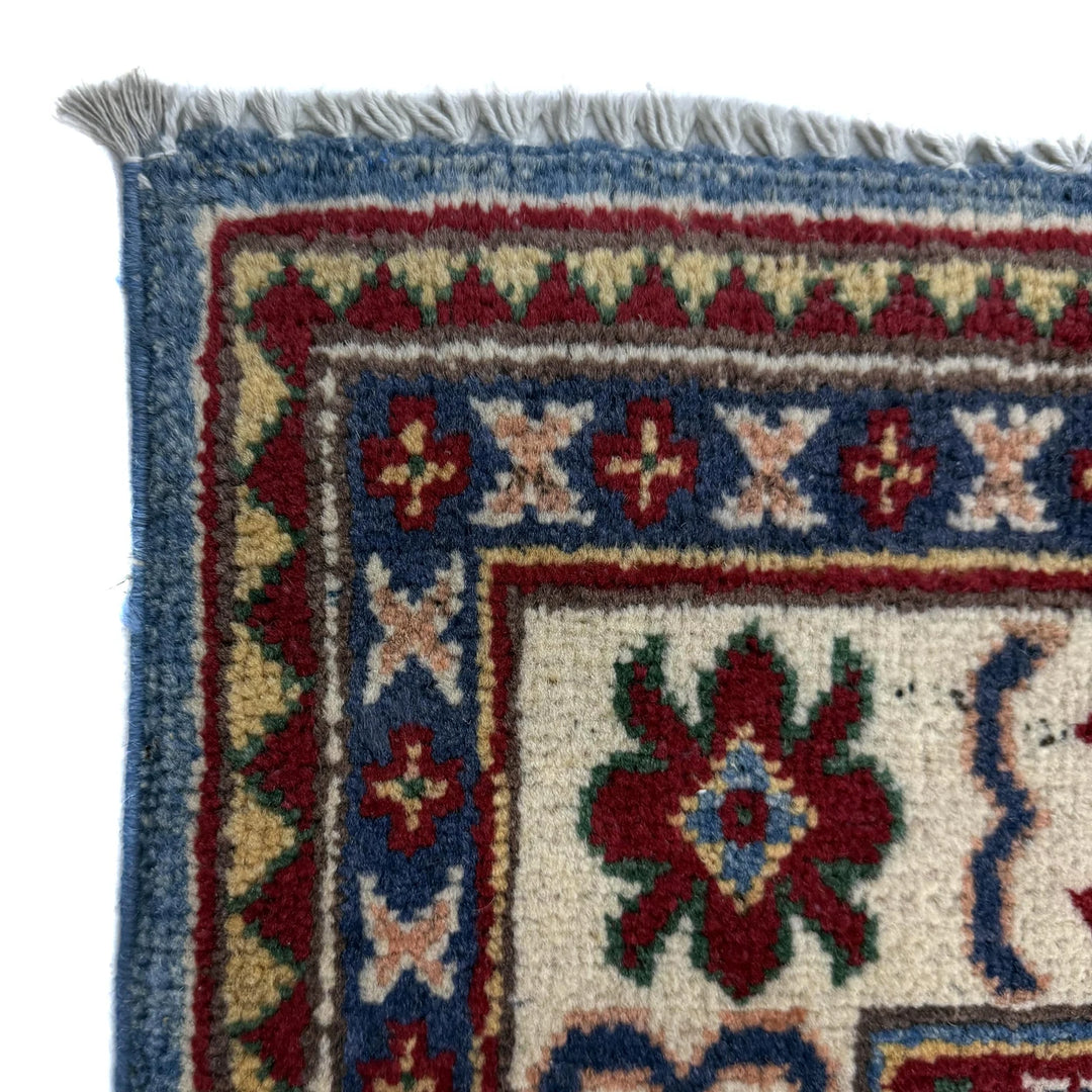 Blue Afghan Kazak Rug 3' 5" x 5' 1" Hand-Knotted | No. AL57981