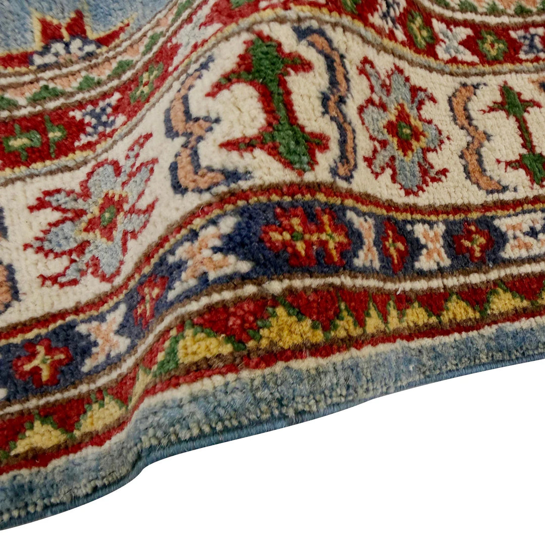 Blue Afghan Kazak Rug 3' 5" x 5' 1" Hand-Knotted | No. AL57981