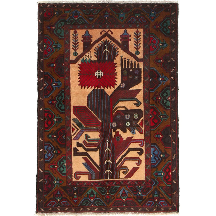 Orange Afghan Baluchi Rug 2' 9" x 4' 3" Hand-Knotted | No. AL57985